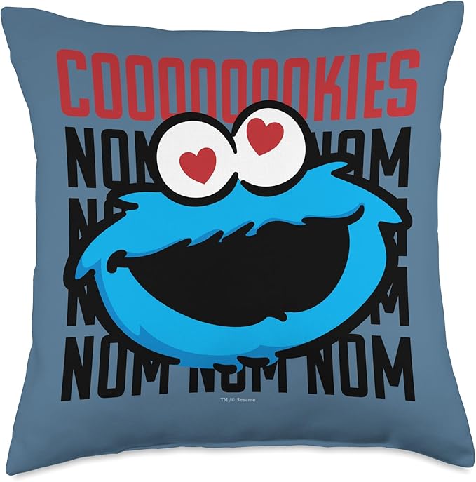 Sesame Street Cookie Monster Coooooookies Throw Pillow, 18x18, Multicolor