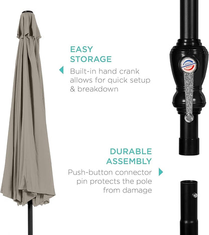 Best Choice Products 10ft Outdoor Steel Polyester Market Patio Umbrella w/Crank, Easy Push Button, Tilt, Table Compatible - Beige