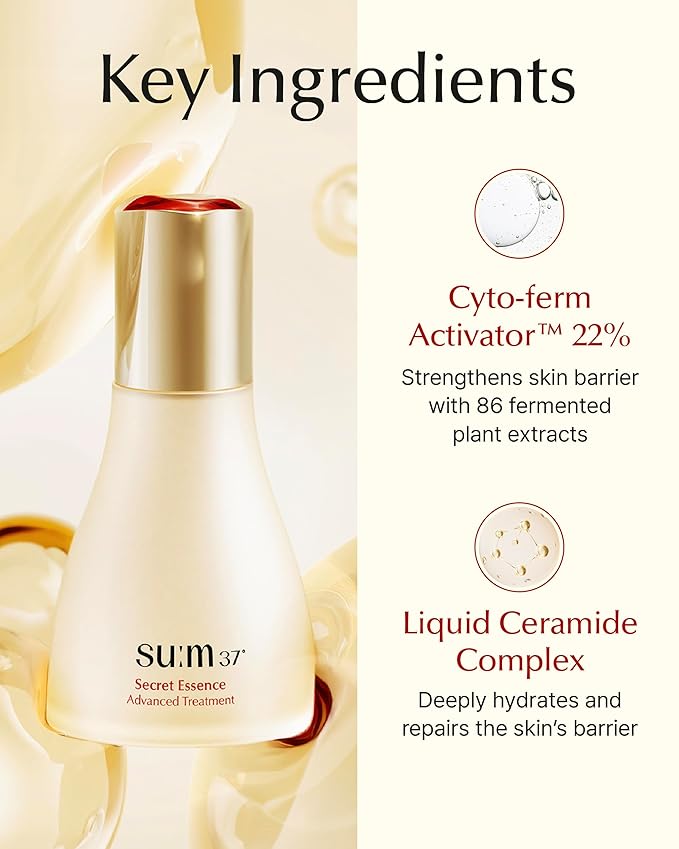 SU:M Secret Essence(1.01 fl oz) + Micro-Active Repair Serum (1.69 fl oz) - Korean skin care, Skin Barrier Repair Hydrating Serum, Deep Hydration, Boost Vitality