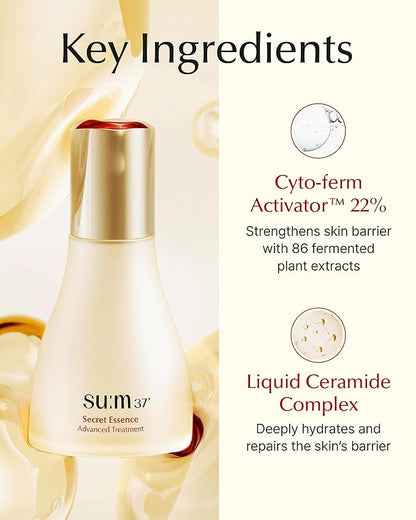 SU:M Secret Essence(1.01 fl oz) + Micro-Active Repair Serum (1.69 fl oz) - Korean skin care, Skin Barrier Repair Hydrating Serum, Deep Hydration, Boost Vitality