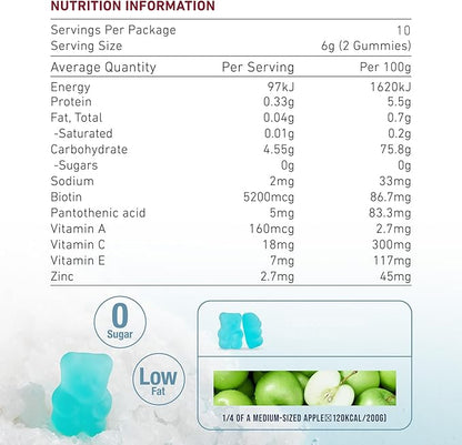 Unichi Hair Boost Gummy 20 Count, 5200mcg Biotin Formulated with Zinc, Pantothenic Acid and Vitamin A C E for Stronger and Thicker Hair, Great Tasting with Sea Salt & Green Grape Flavour