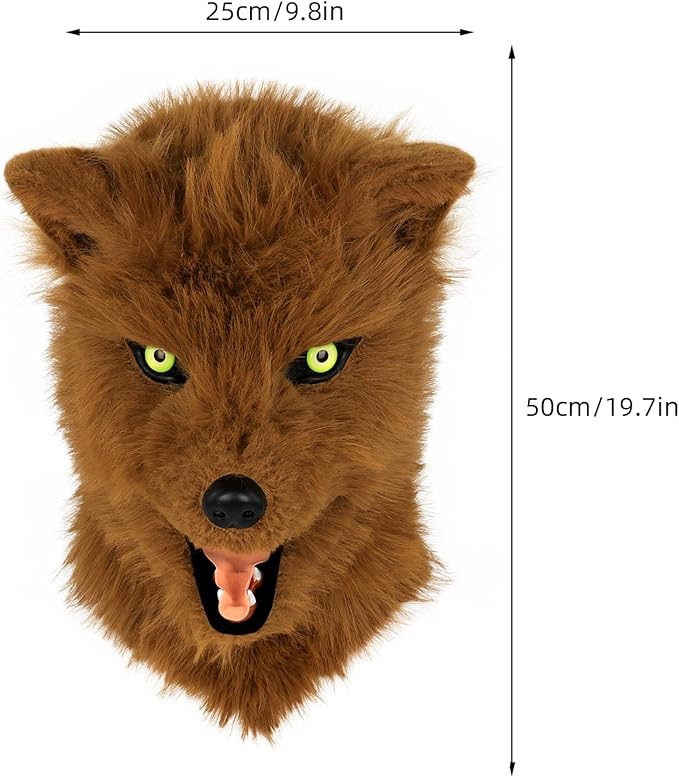 HAOAN Furry Dog Mask Animal Wolf Full Head for Halloween Fancy Dress Party Cosplay Costume Women Men