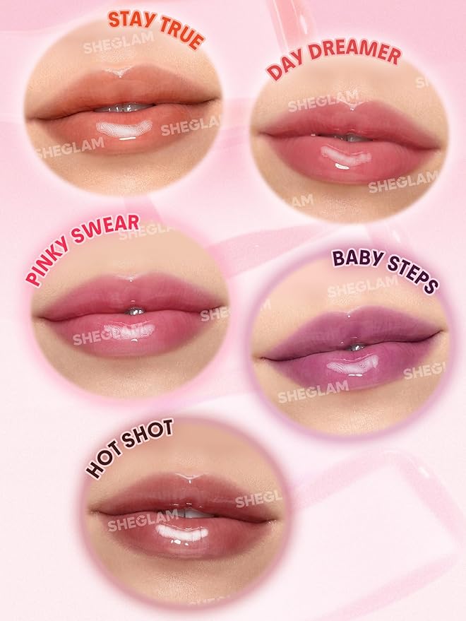SHEGLAM Jelly Wow Tinted Lip Oil Plumping Lip Gloss Natural -Day Dreamer