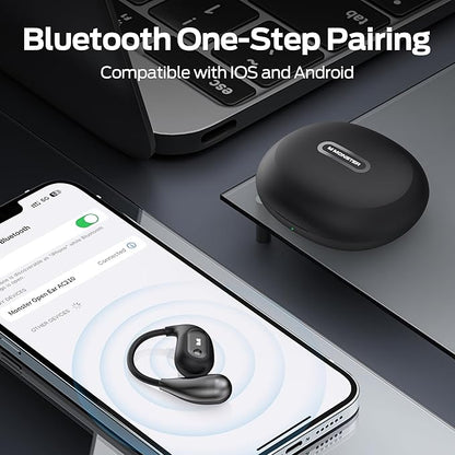 Monster Open Ear AC210 Headphones, Bluetooth 5.4 Earphones Stereo Sound, Wireless Headphones 30 Hours Playback, Type-C Charging, HD Clear Calls, Touch Control, IPX6 Waterproof Open Ear Earbuds,Back
