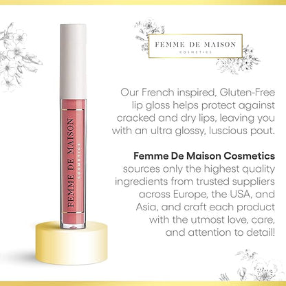 Cosmetics, Lustre Lip Gloss, Moisturizing, Long Lasting with Squalane & Vitamin E, 100% Gluten, Paraben & Phthalate-Free, Never Sticky, Soft, Natural Colors (Rose Primevere 01)