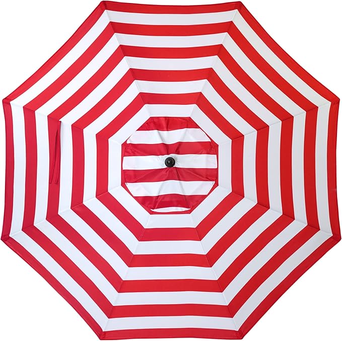 Sunnyglade 9' Patio Umbrella Outdoor Table Umbrella with 8 Sturdy Ribs (Red and White)