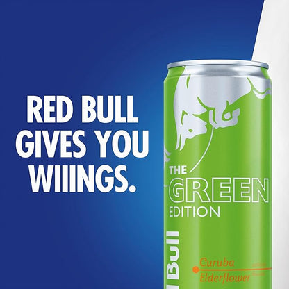Red Bull Green Edition Energy Drink, Curuba Elderflower, with 114mg Caffeine plus Taurine & B Vitamins, 12 Fl Oz, 6 Packs of 4 Cans (Pack of 24)