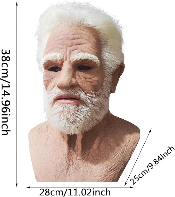 Realistic Old Man Mask Halloween Mask Scary Latex Old Man Grandpa Mask Halloween Wrinkle Face Mask