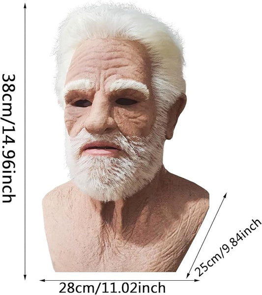 Realistic Old Man Mask Halloween Mask Scary Latex Old Man Grandpa Mask Halloween Wrinkle Face Mask