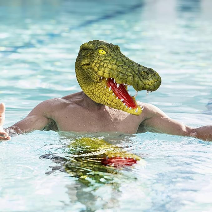 Halloween Alligator Mask Novelty Latex Animal Full Head Mask Party Cosplay Mask Crocodile Costume Props for Adult Carnival Party