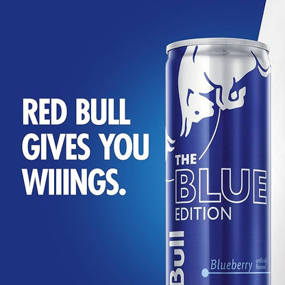 Red Bull Blue Edition Energy Drink, Blueberry, with 114mg Caffeine plus Taurine & B Vitamins, 12 Fl Oz, Pack of 24 Cans