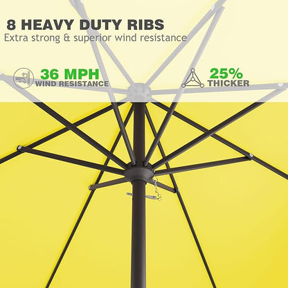 8' x 10' Rectangular Patio Umbrellas for Outdoor, Outdoor Table Umbrella, Large Outdoor Patio Umbrellas with 8 Sturdy Ribs for Market, Garden, Pool (Yellow)