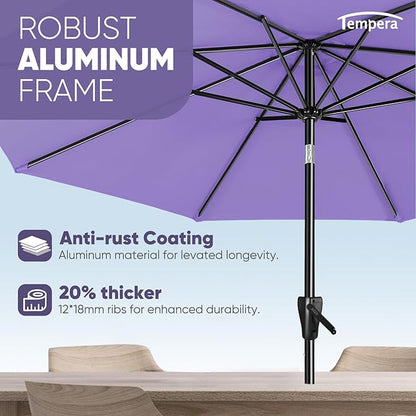 Tempera Patio Market Outdoor Table Umbrella with Push Button Tilt and Crank,Large Sun Umbrella with Sturdy Pole&Fade resistant canopy,Easy to set