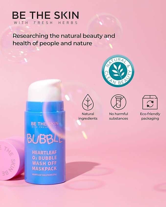 Heartleaf O2 Bubble Wash-Off Mask Pack - Gentle Pore Detoxifying for Sebum Control with 50,000ppm of Heartleaf Extract - Soothing & Radiance Korean Skincare, 1.69oz.