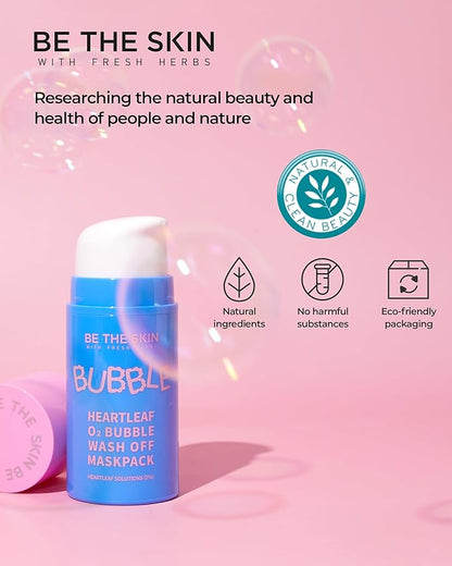Heartleaf O2 Bubble Wash-Off Mask Pack - Gentle Pore Detoxifying for Sebum Control with 50,000ppm of Heartleaf Extract - Soothing & Radiance Korean Skincare, 1.69oz.