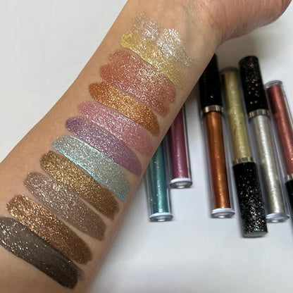 Liquid Glitter Eyeshadow Shining Eye Shadow Makeup Shimmer Long Lasting Quick-Drying (Gold)
