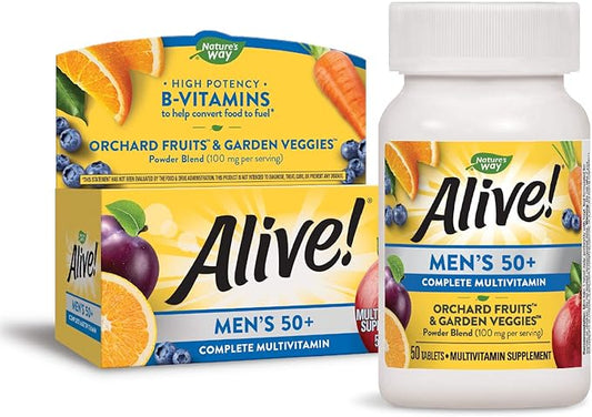 Nature’s Way Alive! Men’s 50+ Complete Multivitamin, High Potency B-Vitamins, 50 Tablets