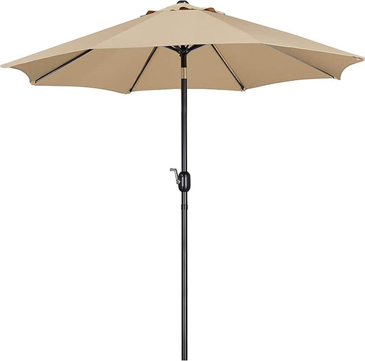 Yaheetech 9FT Patio Umbrella Outdoor Umbrella Patio Yard Market Table Sun Shade with Push Button Tilt & Crank for Garden/Beach/Lawn/Deck/Backyard/Pool, 8 Ribs, Tan