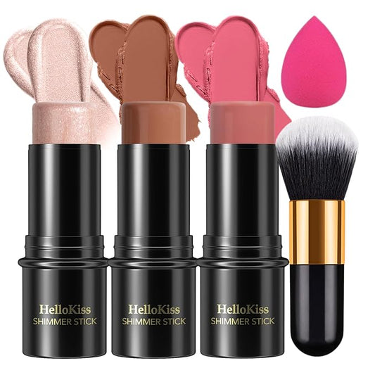 3pcs Face Contour Stick, Highlighter Stick Blush Stick Teen Girls