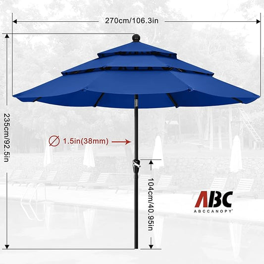 ABCCANOPY Patio Umbrellas 3 Tiers 9FT (Blue)