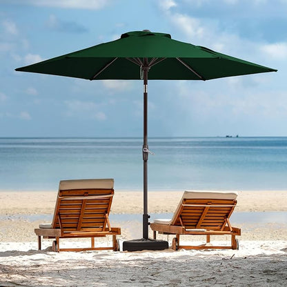 JEAREY 7.5FT Patio Umbrella Market Table Umbrella with 6 Sturdy Ribs, Push Button Tilt/Crank Outdoor Umbrella for Garden, Deck, Backyard, Pool and Beach,Dark Green