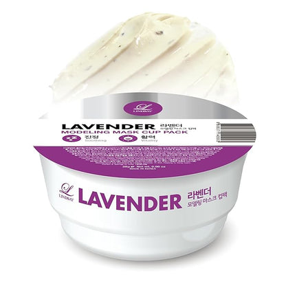 LINDSAY Lavender Modeling Mask Cup Pack - Korean Skin Care Face Mask Modeling Pack – Single-Use Hydrating Face Mask w/Spatula Spoon – Spa Facial Peel-off Mask (6 ea, 0.36 lb)