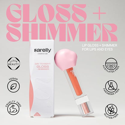 SARELLY CREATIVO LAB | Makeup Set Clear Lip Gloss + Shimmer and Shine | Beauty Vegan Skincare Make Up - Trending Lip Makeup | Apricot Honey Bourbon & Vermeil 24K