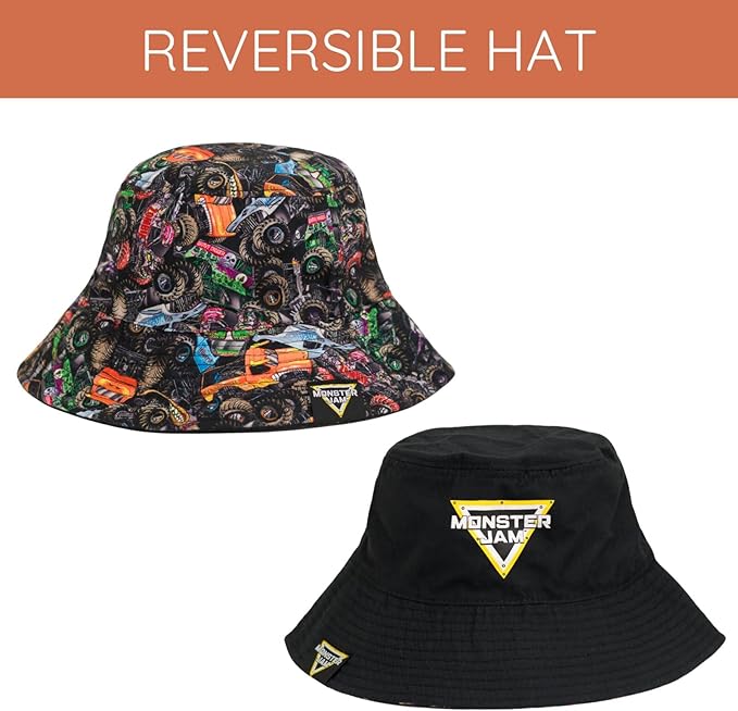 Monster Jam El Toro Loco Grave Digger Maximum Destruction Megalodon Monster Mutt Zombie Bucket Sun Hat One Size