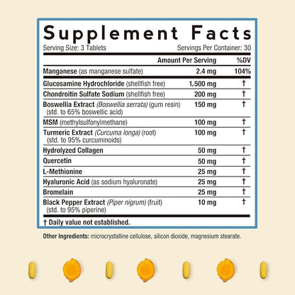 Doctor's Recipes Glucosamine Chondroitin MSM Turmeric Quercetin, Joint Support Supplement for Men & Women, with Black Pepper for High Absorption, Complete Joint Care, No Shellfish, 90 Tablets