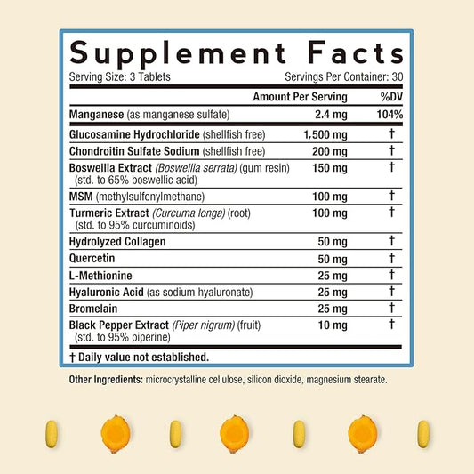 Doctor's Recipes Glucosamine Chondroitin MSM Turmeric Quercetin, Joint Support Supplement for Men & Women, with Black Pepper for High Absorption, Complete Joint Care, No Shellfish, 90 Tablets