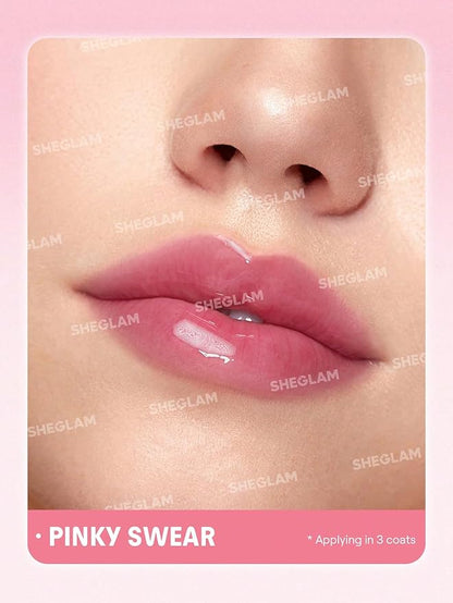 SHEGLAM Jelly Wow Tinted Lip Oil Plumping Lip Gloss Natural -Pinky Swear