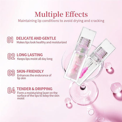 Bossup Color Changing Lip Oil，Magic Color Changing Lip Oil V2，Warm Change Moisturizing Lip Gloss，Hydrating Lip Gloss Lip Balm Lip Care，Long Lasting Non-sticky Nourishing Repairing Primer Lip Tint…