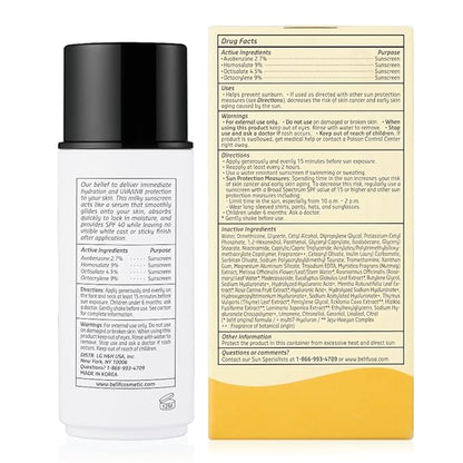 belif Milky Niacinamide Sunscreen SPF 40 – Lightweight & Invisible Sun Serum for Face with 7 Types of Hyaluronic Acid | No White Cast, Non-Comedogenic, Hydrating, Makeup-Gripping Primer (1.69 fl.oz)