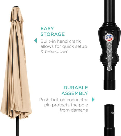 Best Choice Products 10ft Outdoor Steel Polyester Market Patio Umbrella w/Crank, Easy Push Button, Tilt, Table Compatible - Sand