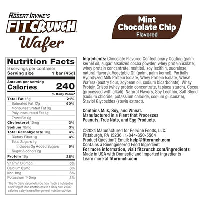 FITCRUNCH Wafer Protein Bars, 16g of Protein & 1-3g of Sugar (9 Bars, Variety Pack)