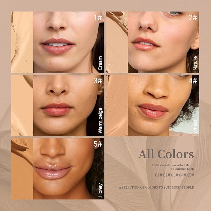 Multi-Use Foundation Stick Makeup with Brush,High Coverage Blendable Makeup Stick(#5)