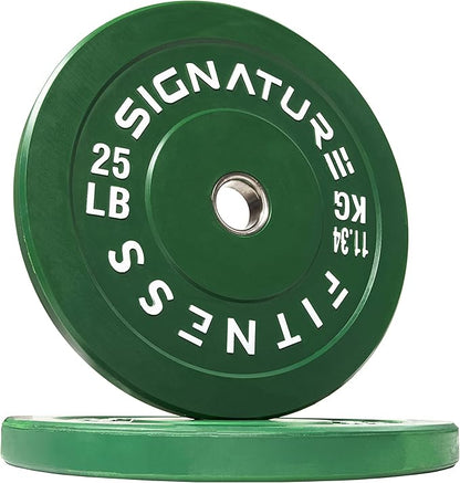 Signature Fitness 2" Olympic Bumper Plate Weight Plates 25LB Single,