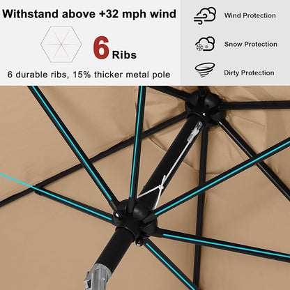 ABCCANOPY 7.5FT Outdoor Patio Umbrella, UV Protection Table Umbrella for Easy Set Up, Suitable for Garden, Lawn, Deck & Backyard (Tan)