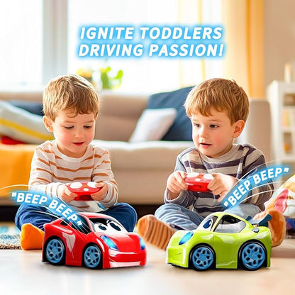 PC P&C Remote Control Car for Toddlers Fun Toy for Boys 2-4 Light-Up Educational Car for 3-5 Interactive Durable Toy for 4-7 Kids