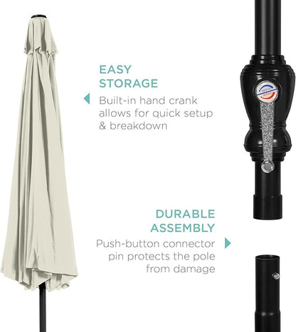Best Choice Products 10ft Outdoor Steel Polyester Market Patio Umbrella w/Crank, Easy Push Button, Tilt, Table Compatible - Ivory