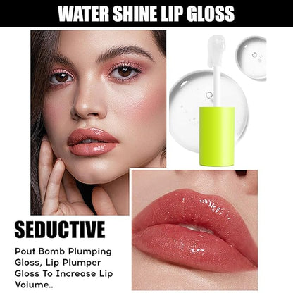 4 Colors Lip Oil Lip Glaze, Hydrating Lip Glow Oil Big Brush Head Shiny Moisturizing Lip Gloss, Long Lasting Non-sticky Fresh Transparent Tinted Plumping Lip Oil (Set A+B)