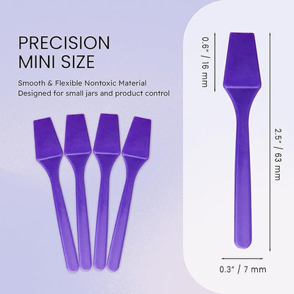 PANA 100pcs Brand Cosmetic Make Up Disposable Plastic 2.5" Spatulas Skin Care Facial Cream Mask Spatula (100 Pieces in a Container) (PURPLE)