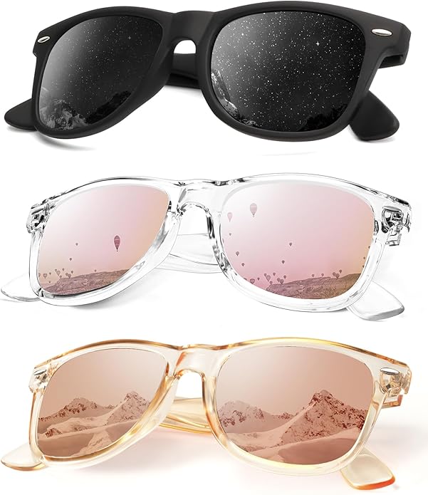 KALIYADI Polarized Sunglasses for Men and Women Matte Finish Sun glasses Color Mirror Lens UV Blocking (3 Pack)