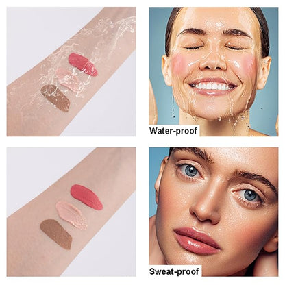 Liquid Contour,Liquid Highlighter, Liquid Blush with Face Brush