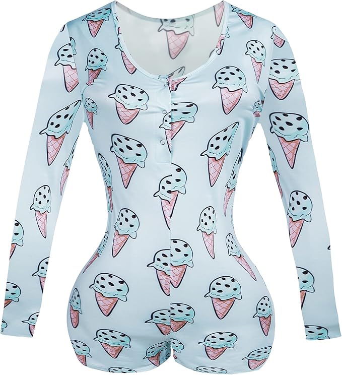 MissShorthair Onesies Women Sexy, Cute Onesie Pajamas for Women Long Sleeve Cookie Monster Large
