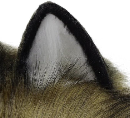 HAOAN Furry Dog Mask Animal Wolf Full Head for Halloween Fancy Dress Party Cosplay Costume Women Men