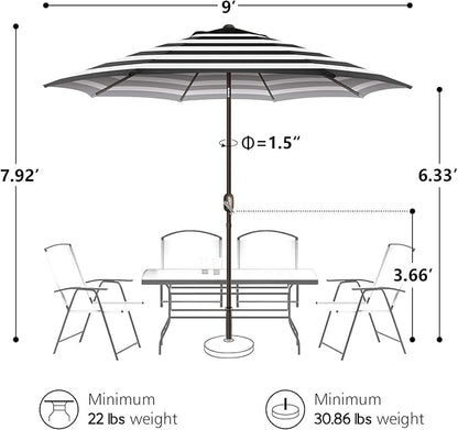 7.5Ft/9Ft Patio Umbrella, UV Protect Pool Umbrella with Heavy Duty Pole,Outdoor Umbrella with Push Botton Tilt & Crank
