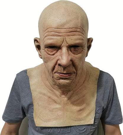 Halloween Realistic Old Man Mask Adlut -Latex Human Old Person Men Full Head Mask Costume