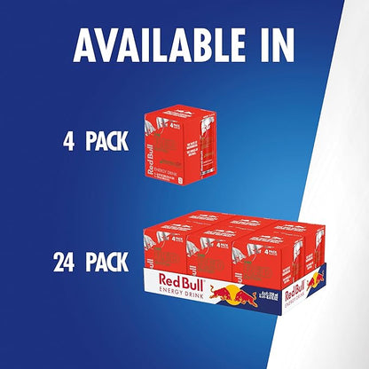 Red Bull Red Edition Energy Drink, Watermelon, with 80mg Caffeine plus Taurine & B Vitamins, 8.4 Fl Oz, Pack of 24 Cans