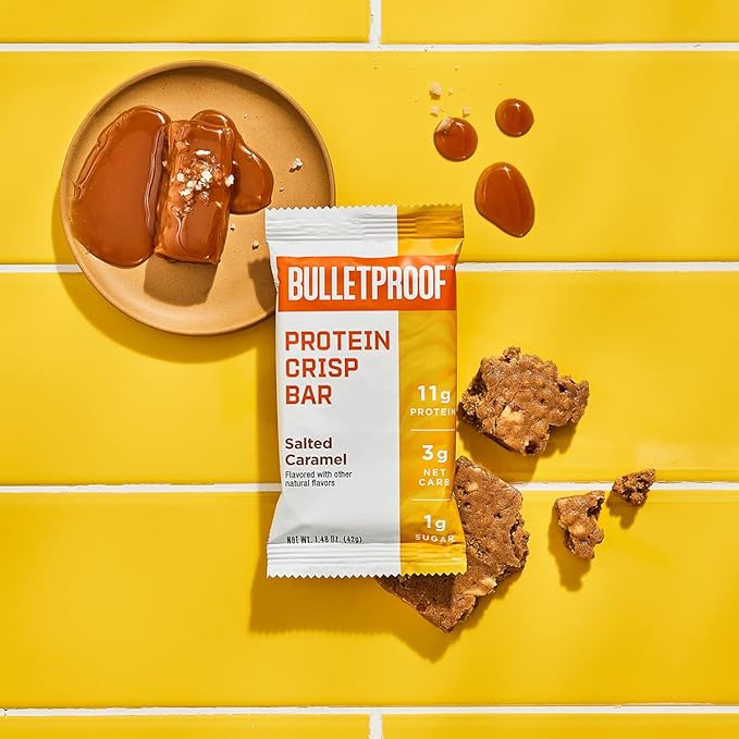 Bulletproof Salted Caramel Protein Crisp Bars, 12pk, High Protein, Low Sugar
